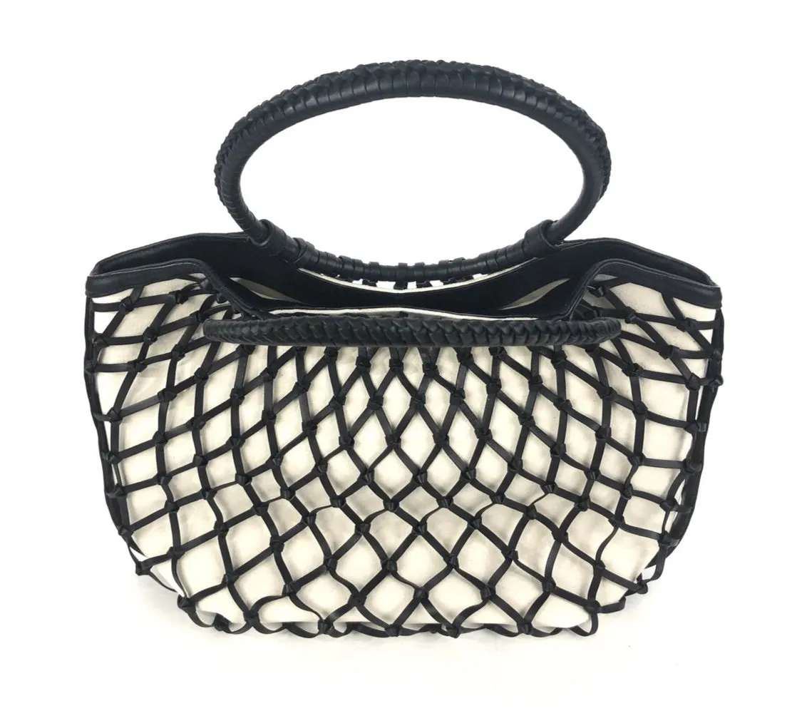 Meloney Black Woven Douglas Leather Tote Bag