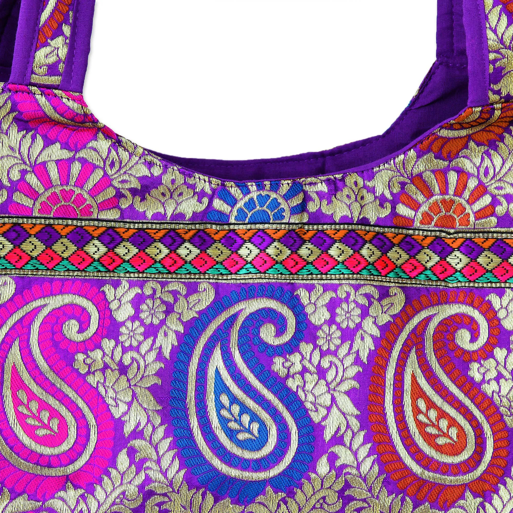 Multicolored Brocade Shoulder Bag by Indian Artisan - Paisley Parade | NOVICA