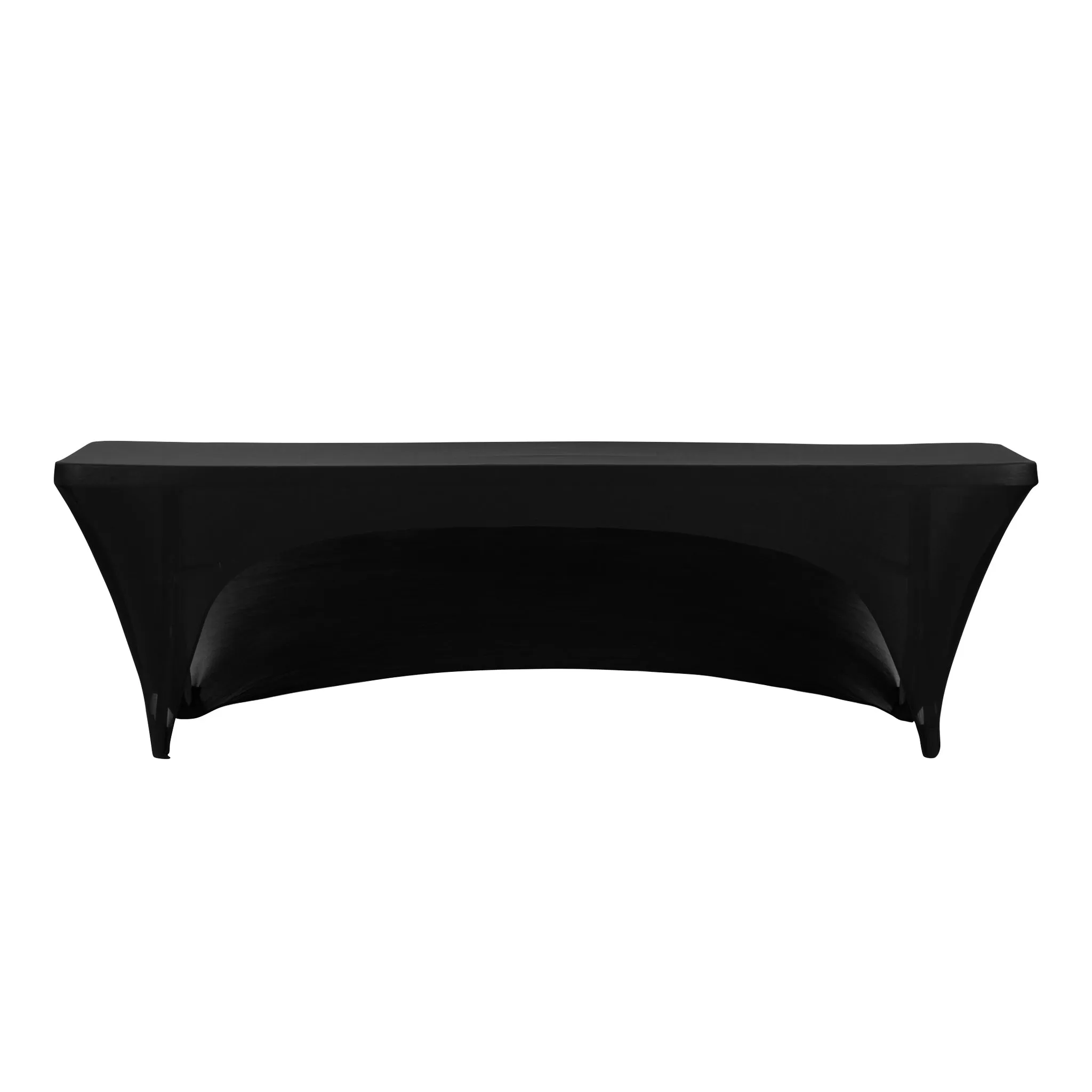 Open Back Stretch Spandex Table Cover 8 FT Rectangular - Black