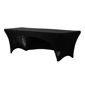 Open Back Stretch Spandex Table Cover 8 FT Rectangular - Black