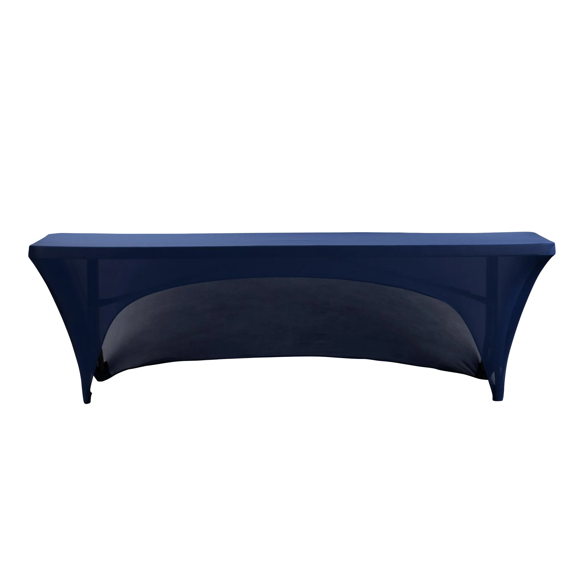 Open Back Stretch Spandex Table Cover 8 FT Rectangular - Navy Blue