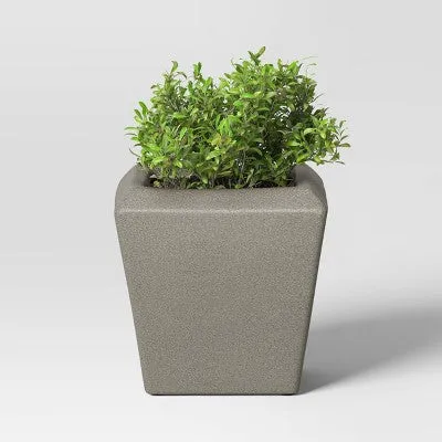 Open Box - Large Square Ceramic Indoor Outdoor Planter Pot Charcoal Gray 9.84"x9.84" - Threshold designed with Studio McGee