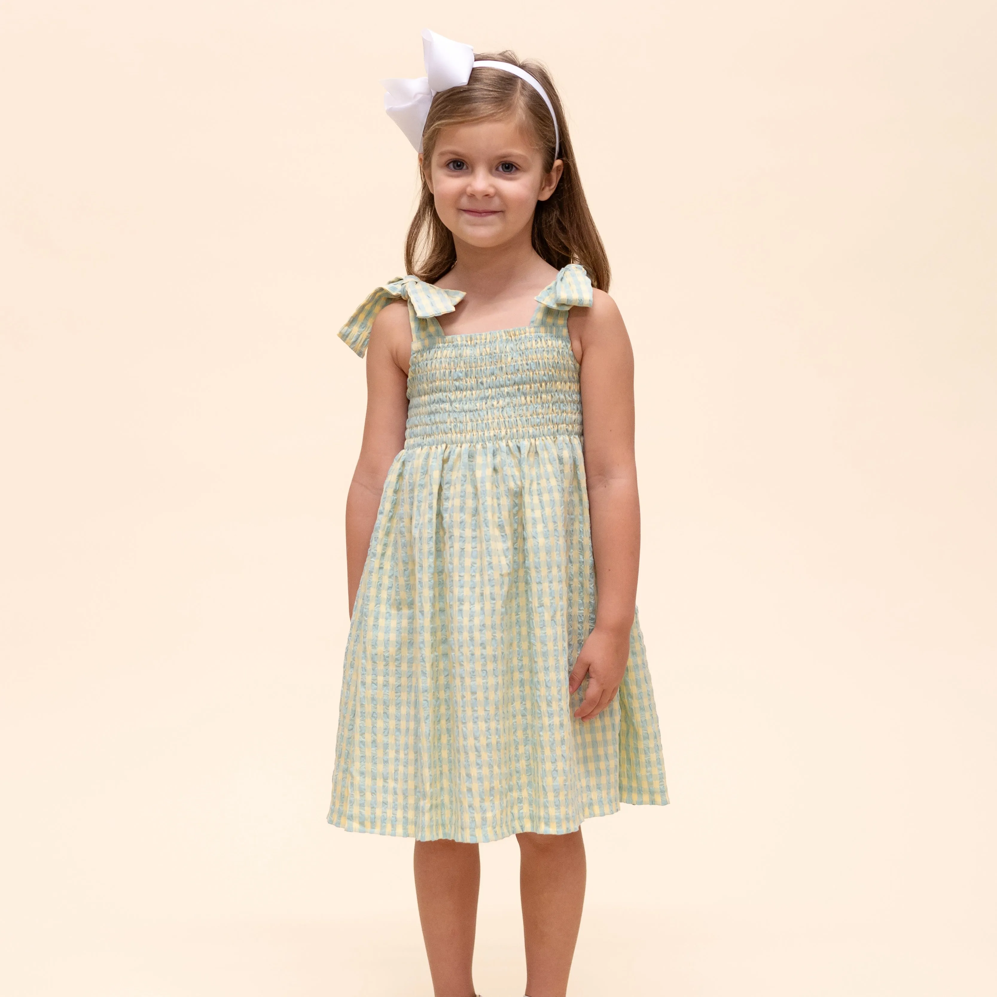 Penelope Big Girl Dress - Green/Yellow