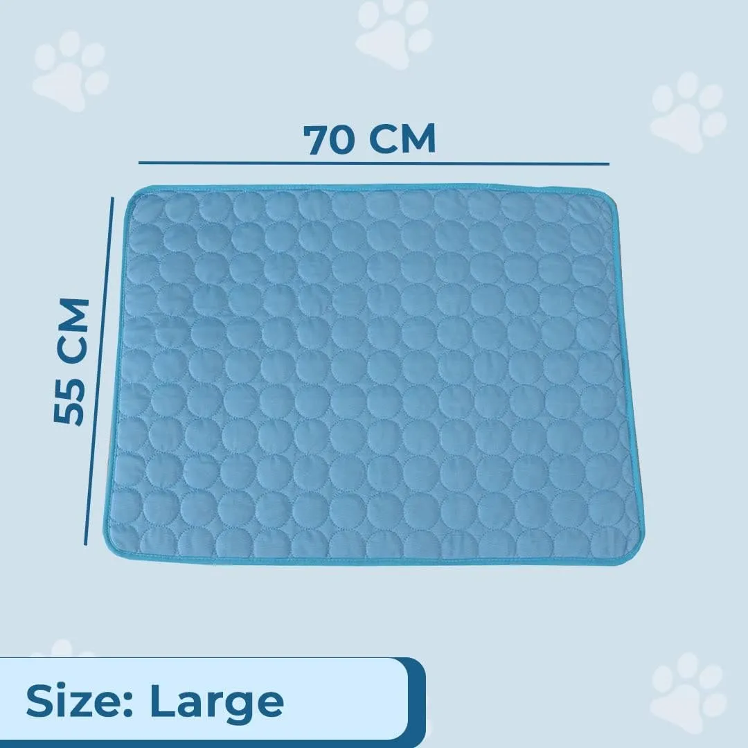 Petvit Rectangular Dog & Cat Bed|Premium Cool Ice Silk with Polyester with Bottom Mesh|Multi-Utility Self-Cooling Pad for Dog & Cat|Light-Weight & Durable Dog Bed|ZQCJ001B-XL|Blue