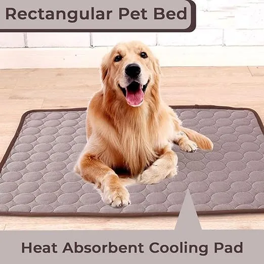 Petvit Rectangular Dog & Cat Bed|Premium Cool Ice Silk with Polyester with Bottom Mesh|Multi-Utility Self-Cooling Pad for Dog & Cat|Light-Weight & Durable Dog Bed|ZQCJ001C-XS|Coffee