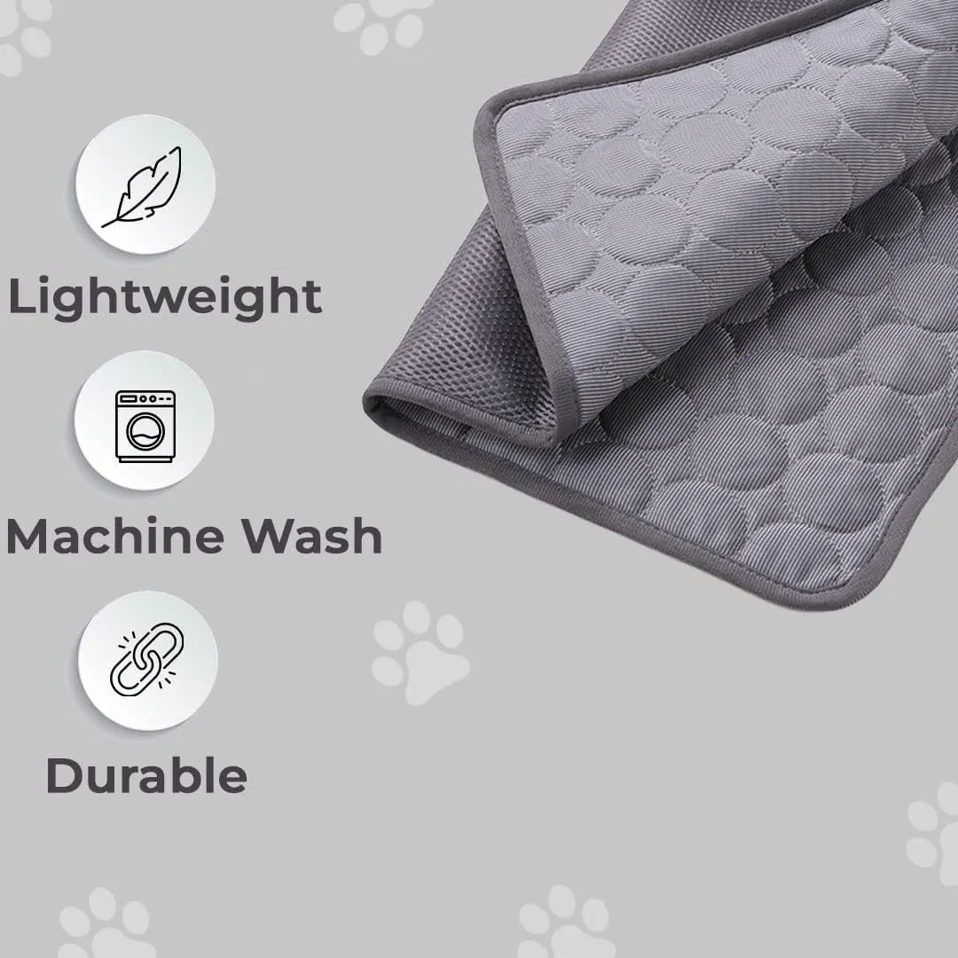 Petvit Rectangular Dog & Cat Bed|Premium Cool Ice Silk with Polyester with Bottom Mesh|Multi-Utility Self-Cooling Pad for Dog & Cat|Light-Weight & Durable Dog Bed|ZQCJ001DG-XL|Dark Grey