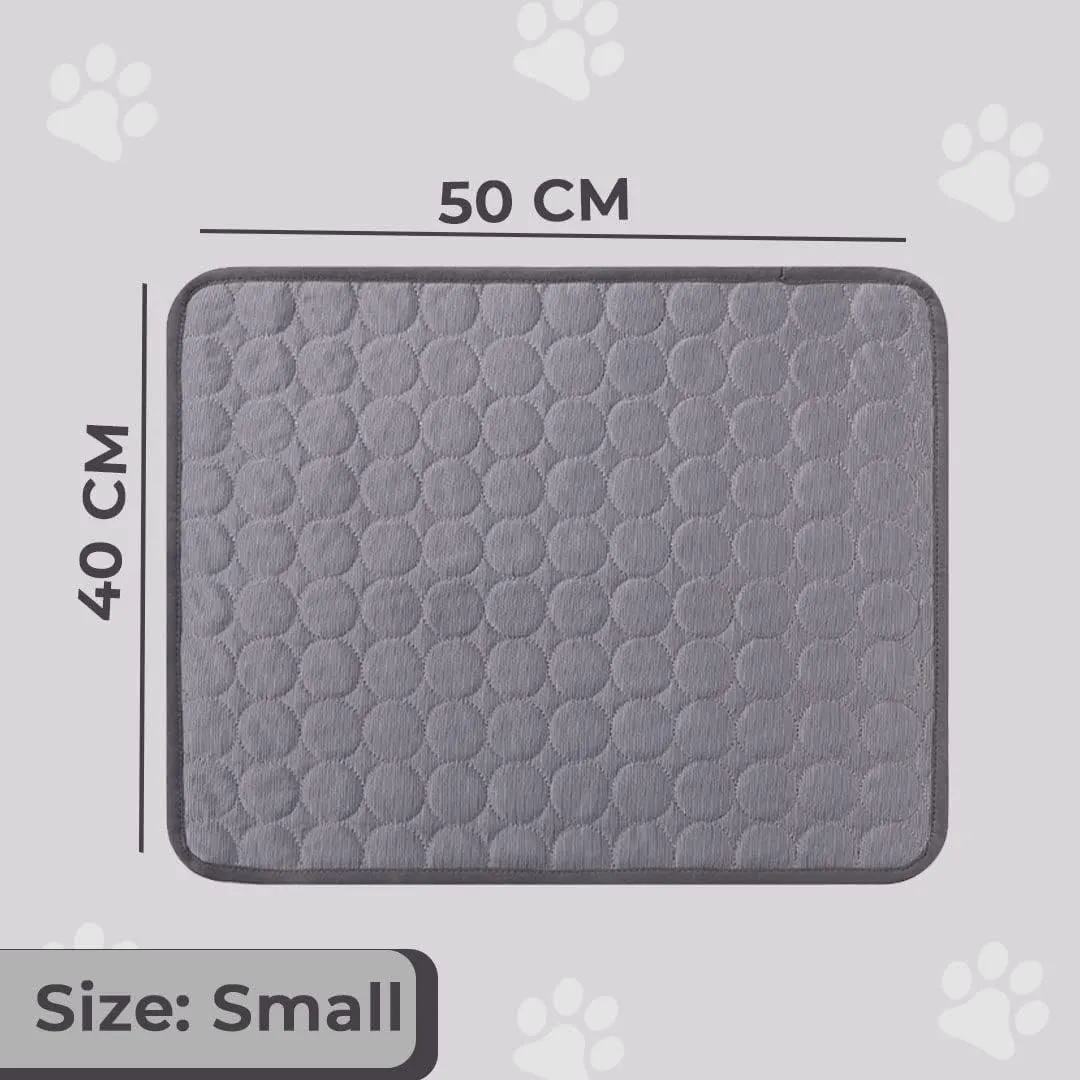 Petvit Rectangular Dog & Cat Bed|Premium Cool Ice Silk with Polyester with Bottom Mesh|Multi-Utility Self-Cooling Pad for Dog & Cat|Light-Weight & Durable Dog Bed|ZQCJ001DG-XL|Dark Grey