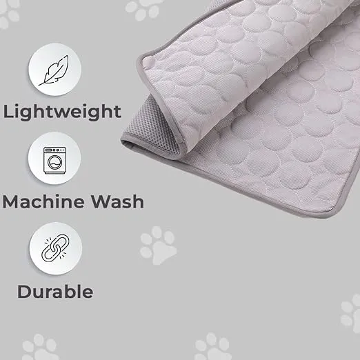 Petvit Rectangular Dog & Cat Bed|Premium Cool Ice Silk with Polyester with Bottom Mesh|Multi-Utility Self-Cooling Pad for Dog & Cat|Light-Weight & Durable Dog Bed|ZQCJ001DG-XS|Dark Grey