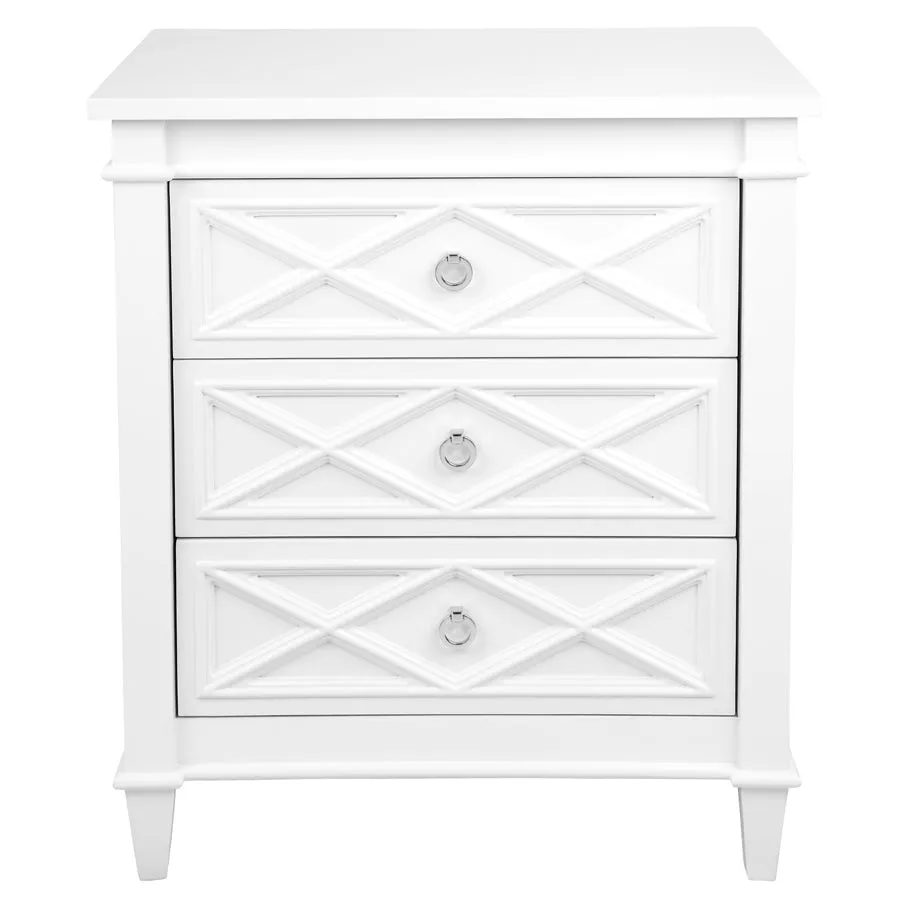 Plantation Bedside Table -  Large White