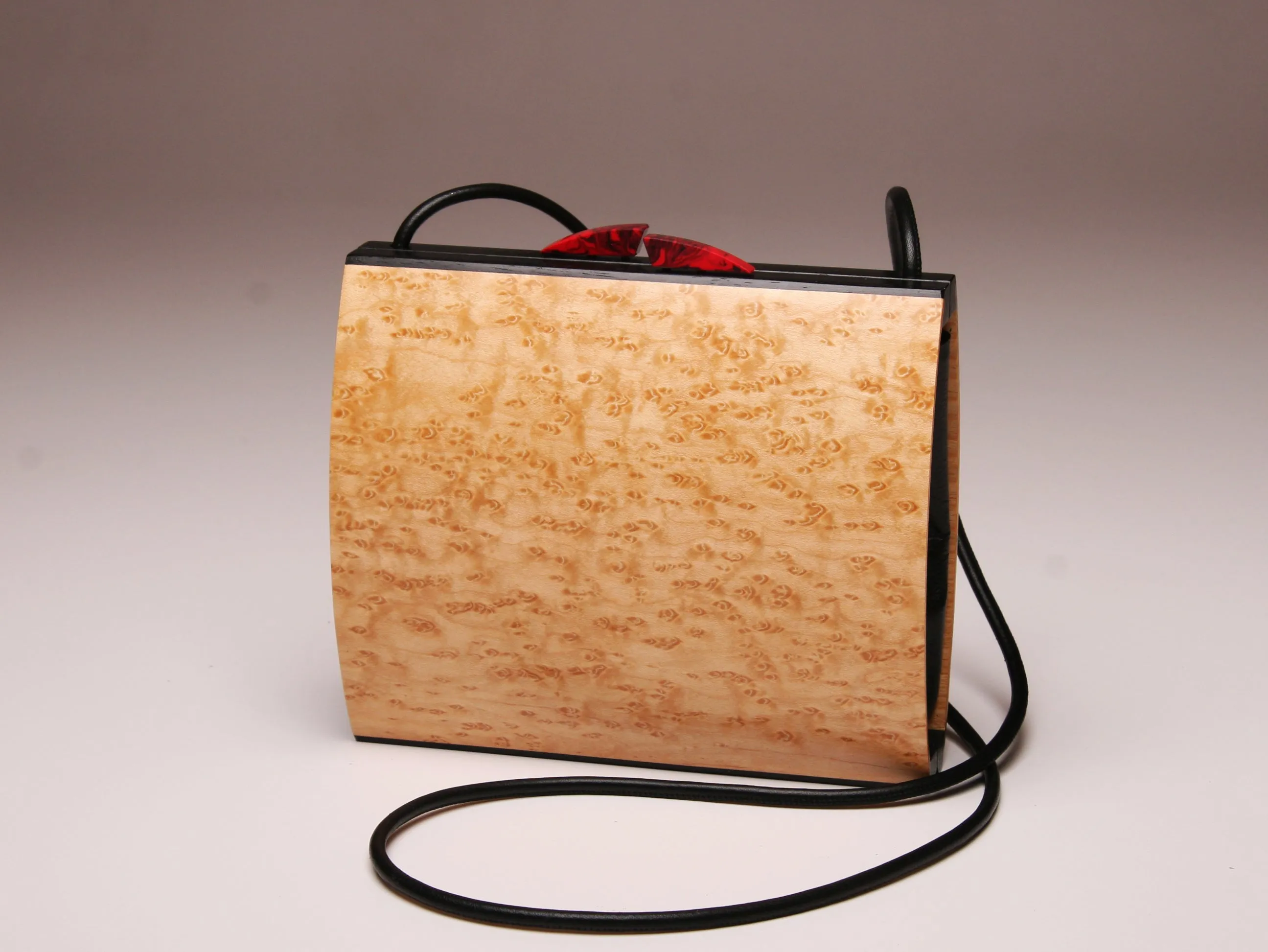 "Olearia" Medium Handbag - Birdseye Maple with Black Leather *SOLD OUT*