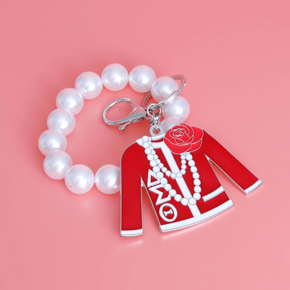 Red and White Delta Sigma Theta Sorority Keychain