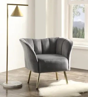 Reese Gray Velvet & Gold Accent Chair