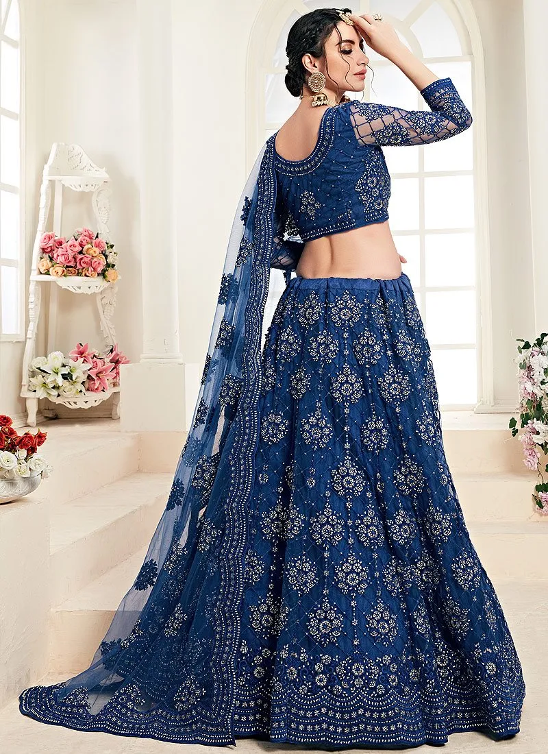 Royal Blue A Line Trendy Wedding Lehenga Choli