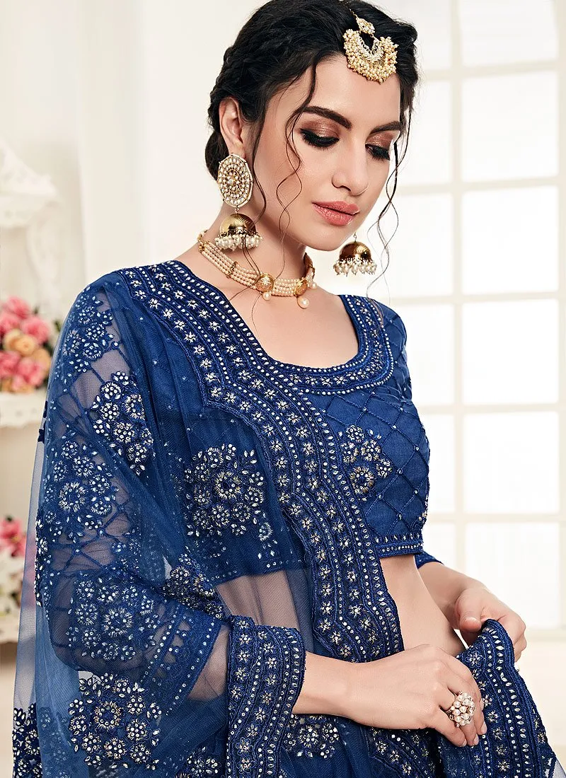 Royal Blue A Line Trendy Wedding Lehenga Choli