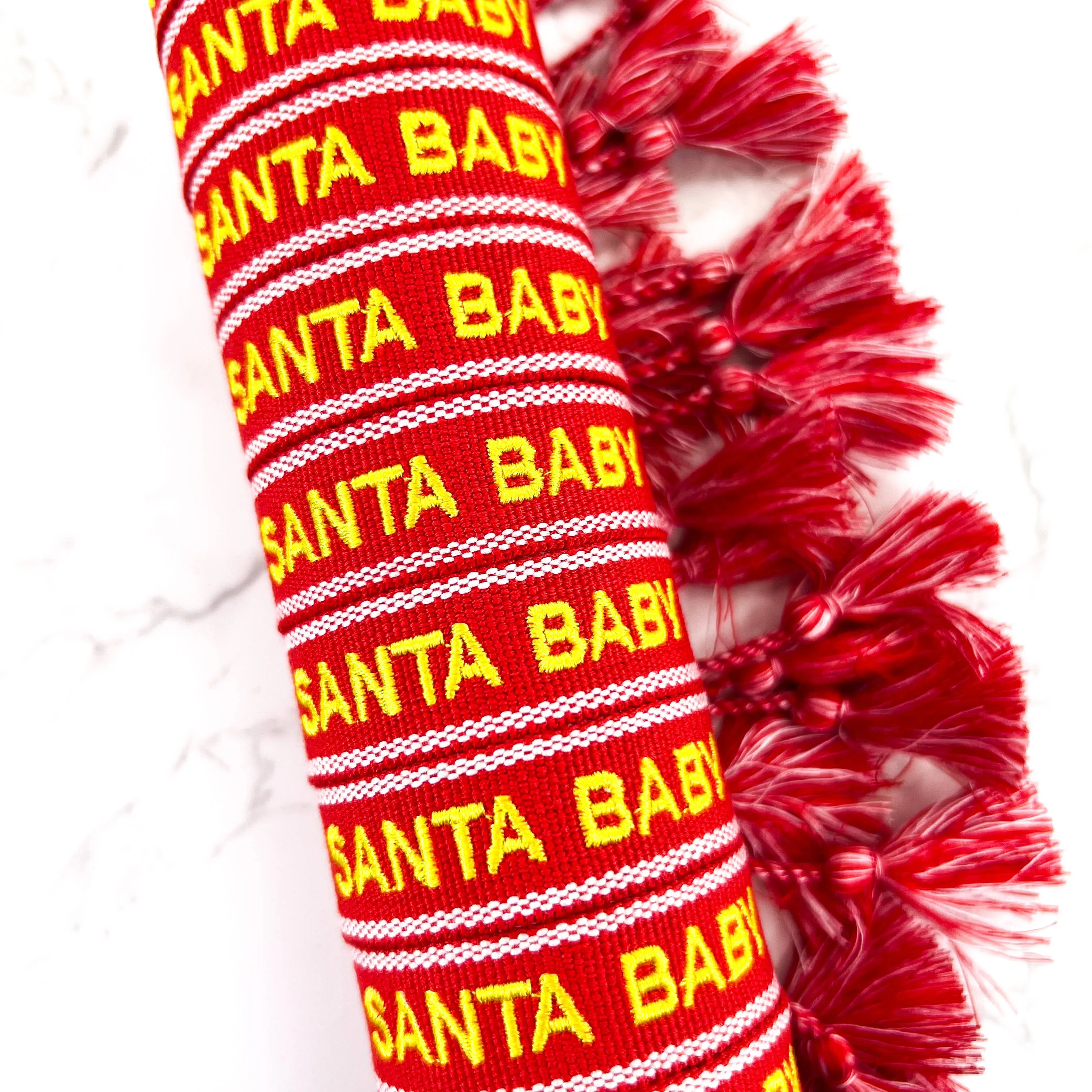 Santa Baby Christmas Embroidered Bracelet