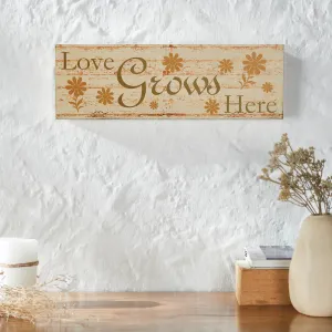 Spring In Bloom Love Grows Here w/ Daisies MDF Wall Sign 5x15x1