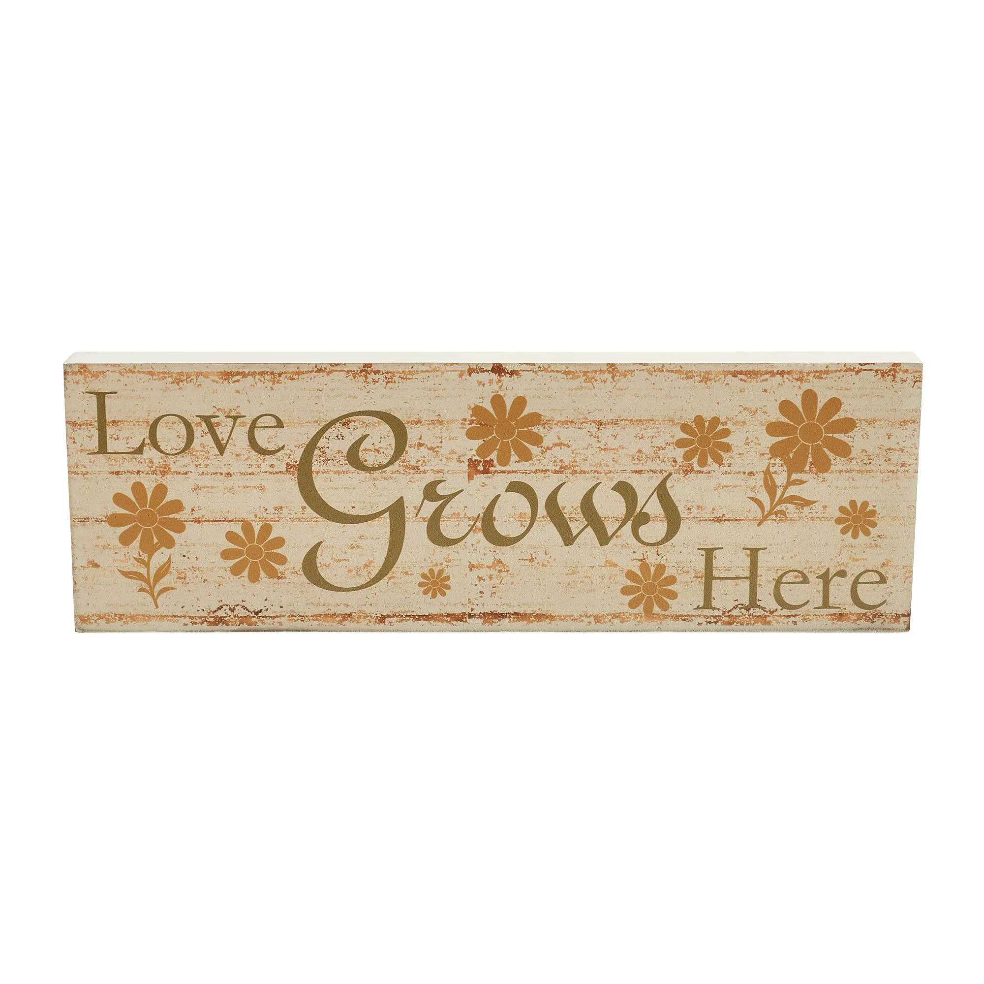 Spring In Bloom Love Grows Here w/ Daisies MDF Wall Sign 5x15x1