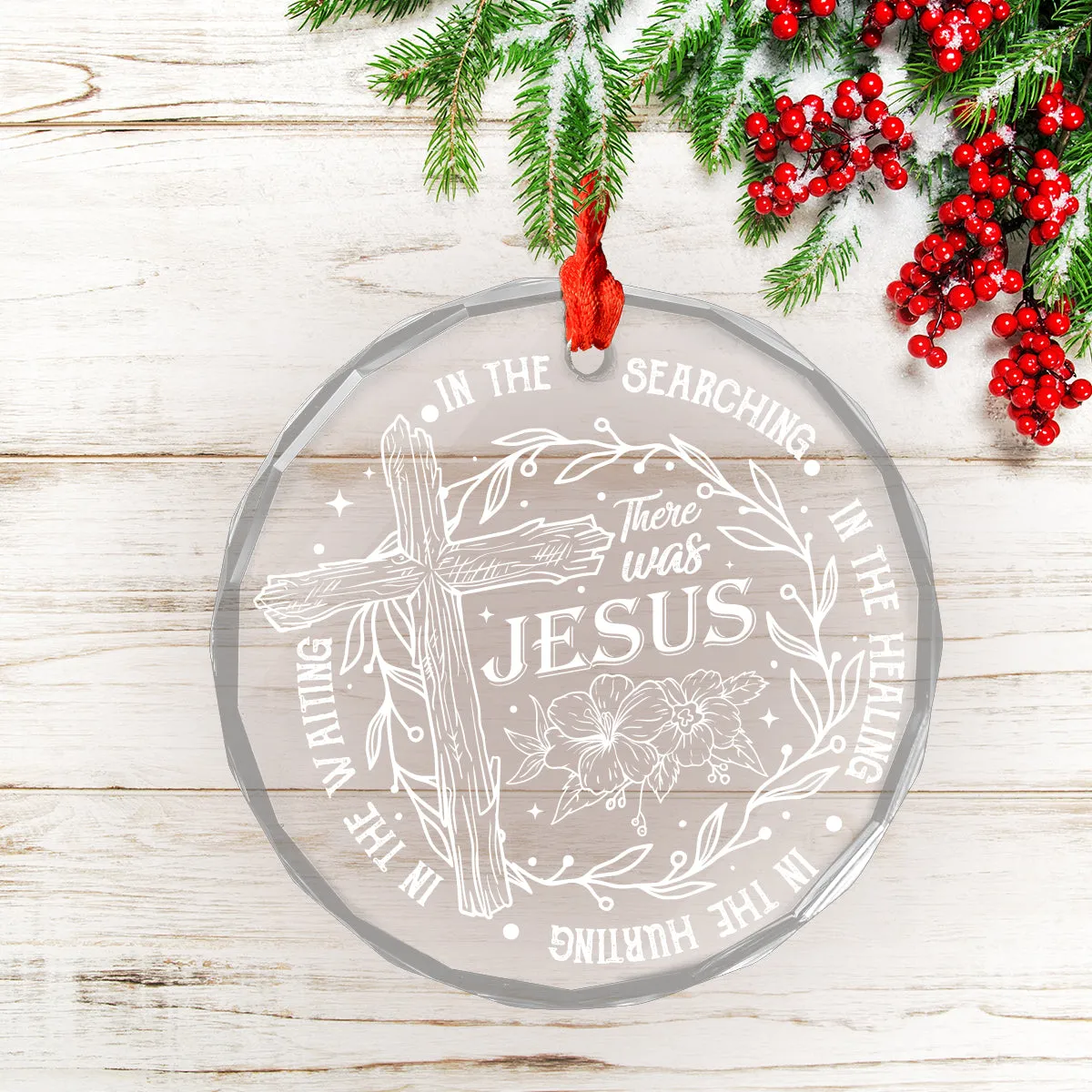 Teesdily | Jesus Faith Cross Flower Ornament, There Was Jesus Ornament Christmas, Bible Verse Religious Ornament, Christmas Decor, Jesus Lover Gifts