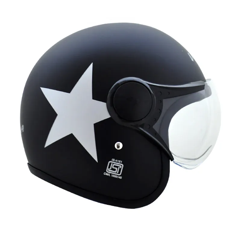 VEGA JET DX STAR W/VISOR DULL BLACK SILVER