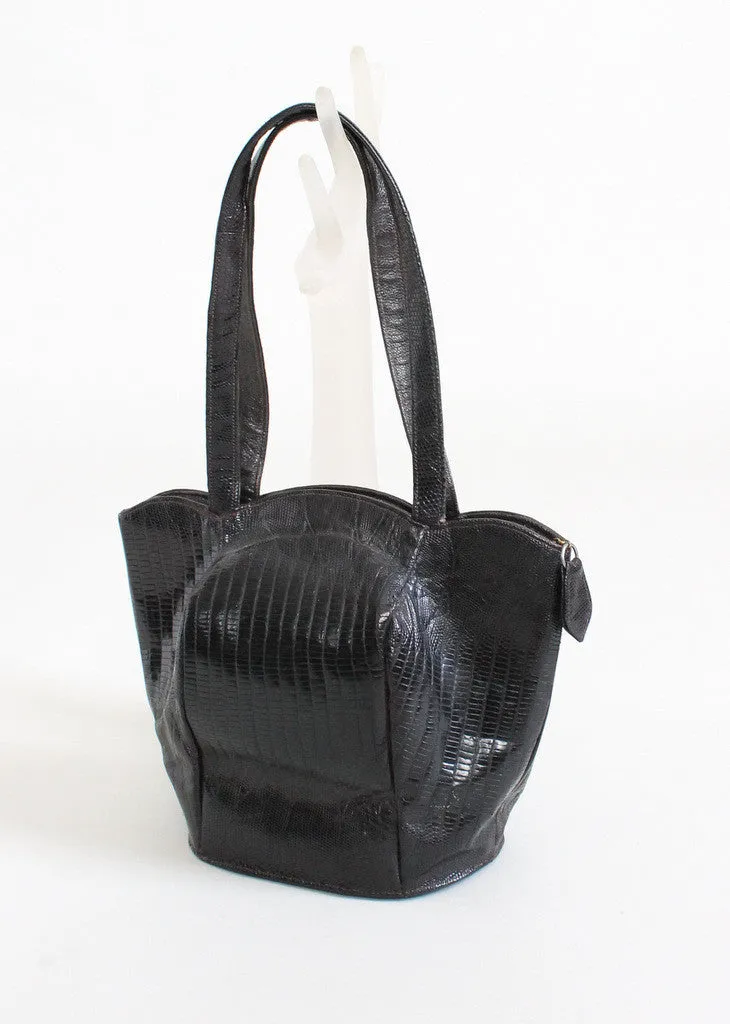 Vintage 1940s Deitsch Black Lizard Tulip Purse