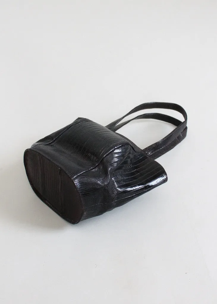 Vintage 1940s Deitsch Black Lizard Tulip Purse