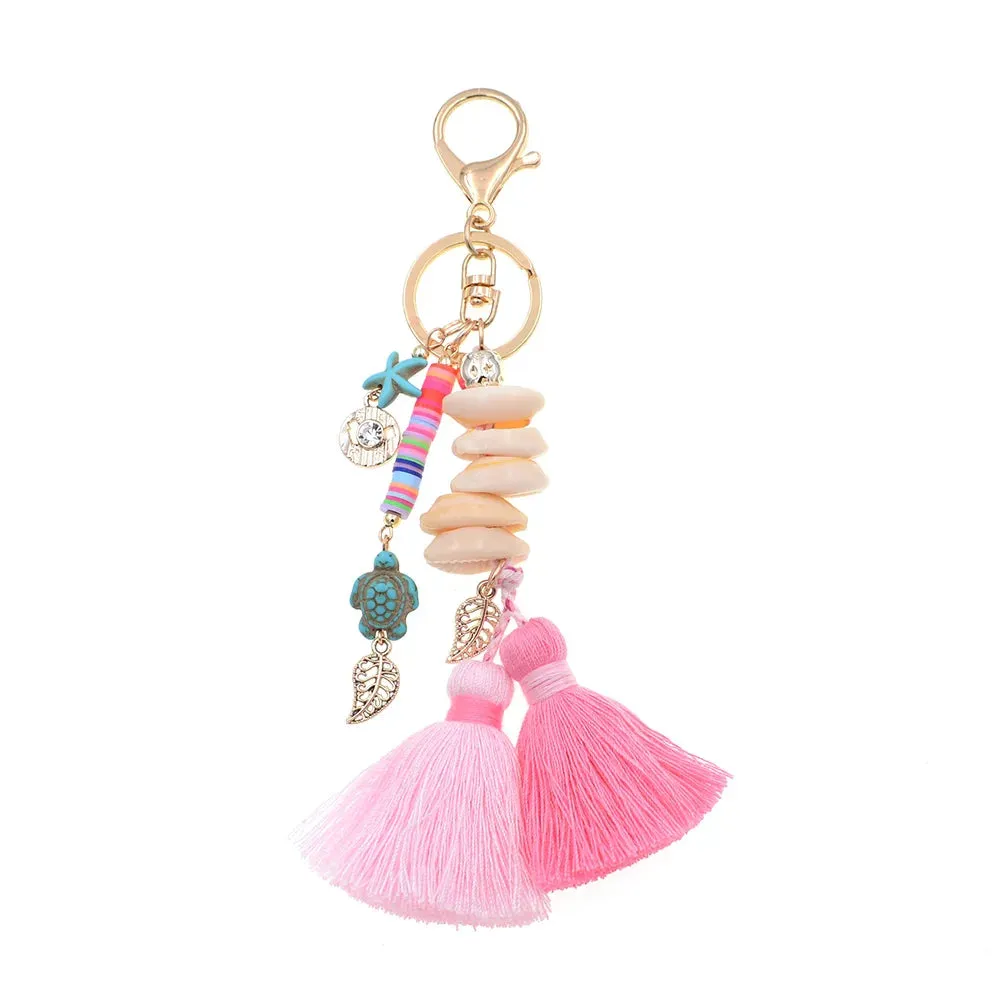 WELLMORE BOHO Keychain - Handmade Shell with Long Tassel