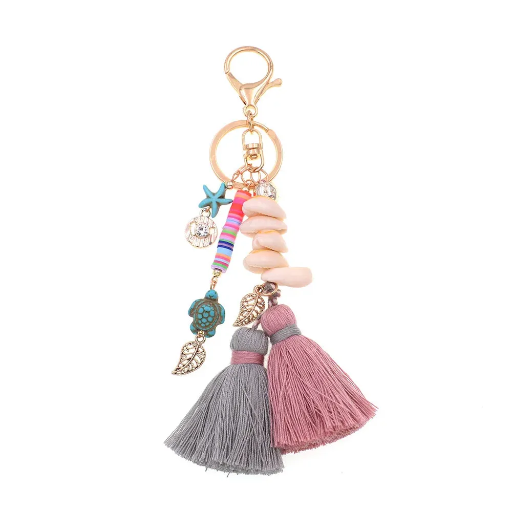 WELLMORE BOHO Keychain - Handmade Shell with Long Tassel