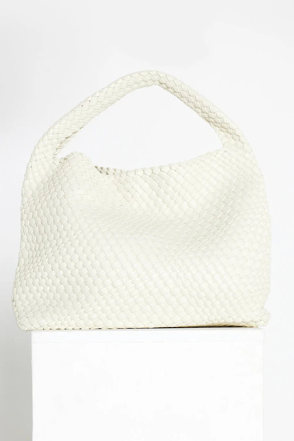 Woven Slouch Bag  & Clutch - Rice White